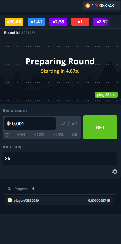 Crash Game - Preparing Round